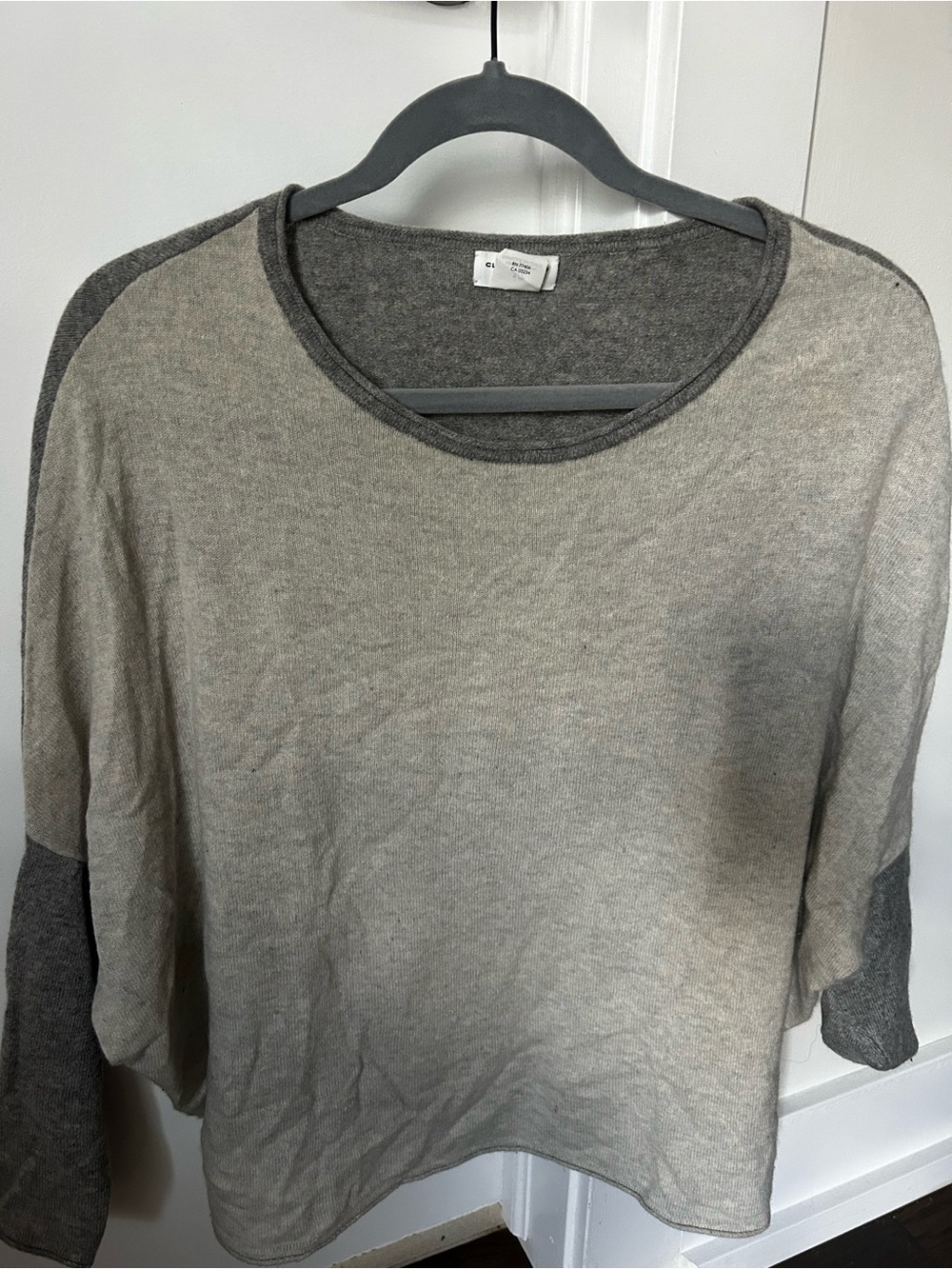 Club Monaco Cashmere Light Gray Two-Tone Sweater